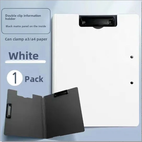 New A4 File Folder Clipboard Writing Pad Memo Clip Board Double Clips Organizer School Office Stationary