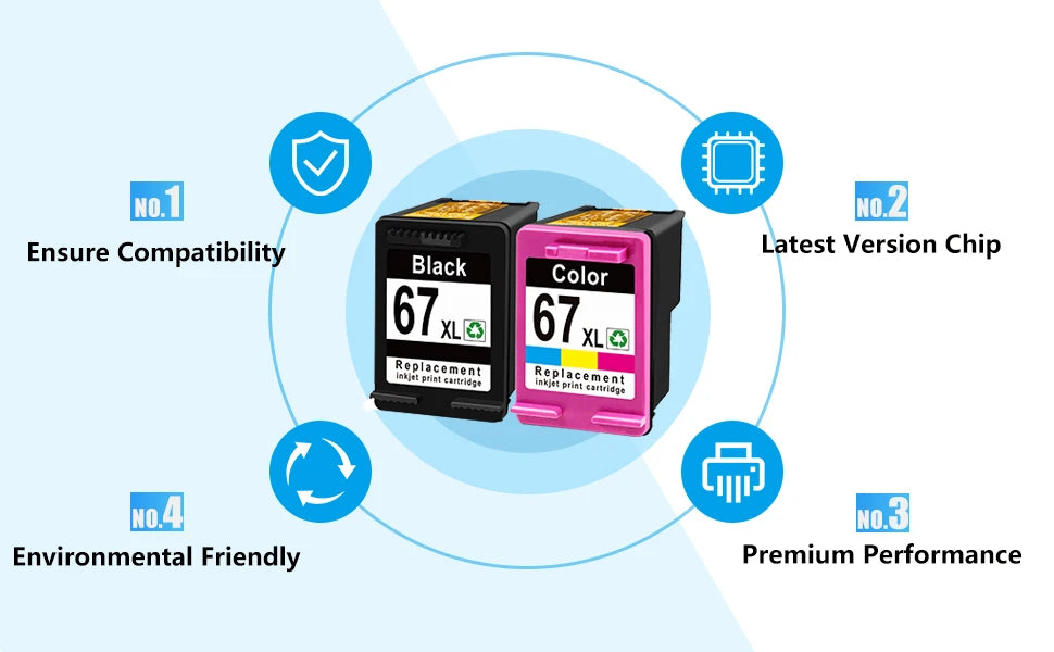 ShinColor Compatible 67XL Ink Cartridges for HP67XL for HP Deskjet 2700 Ink Cartridge for Envy Series 4200 6020 6030 6400 6430
