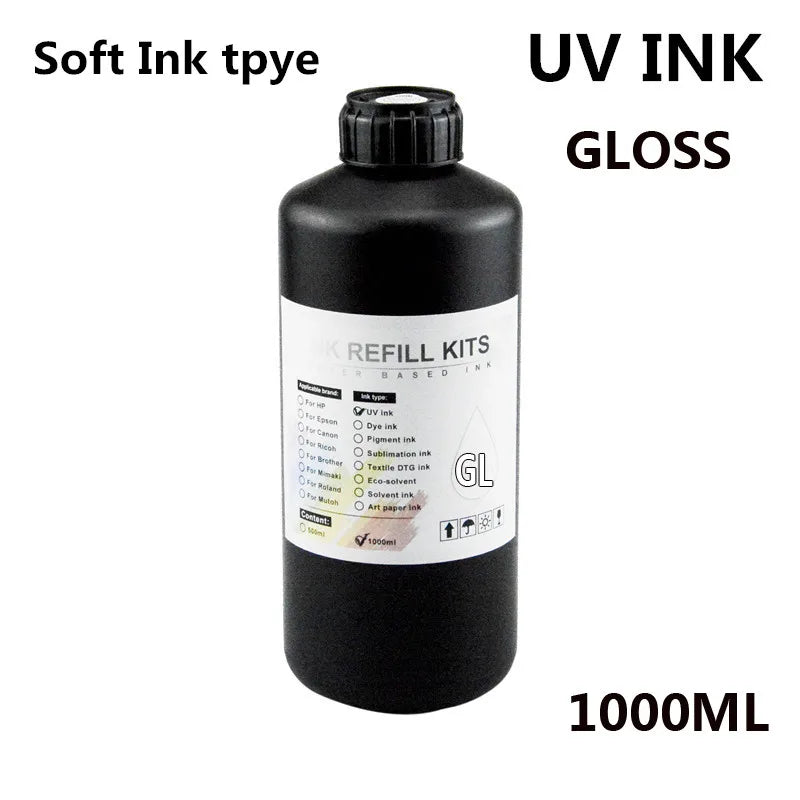 UV Hard Ink 1000ML UV Ink For Epson XP600 TX800 XP-600 L800 L805 L1800 R290 R300 1390 1400 1410 1430 DX5 DX7 DX10 UV Printer