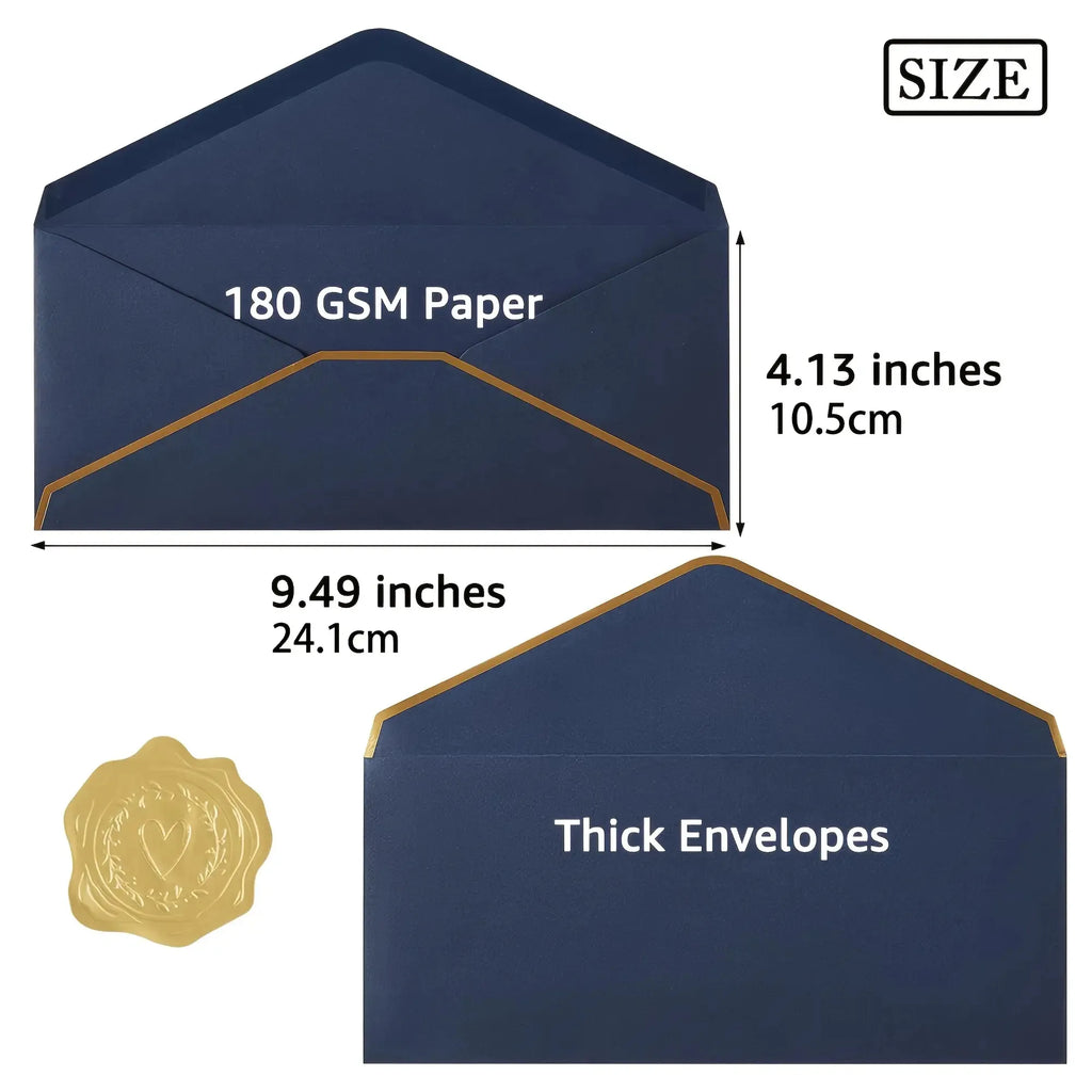 10PCS Luxury Foil Sealed Envelope - Self-Sealing Wedding Invitations, Thank-you Notes, Corporate Events & Birthday Invitations