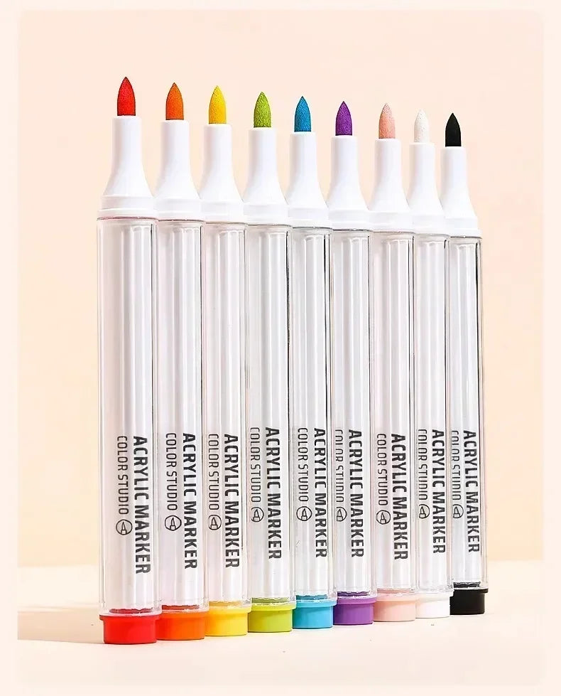 Languo 9/144 Colors Acrylic Paint Art Marker Pen DIY Painting Drawing Card Ceramic Stone Mug Glass Fabric Clothes Art Supplies