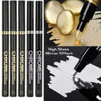 5/1pcs Chrome Pen Marker Mirror Waterproof Paint Repair For Rock Ceramic Glass Metallic Gold/Silver 2mm Nib