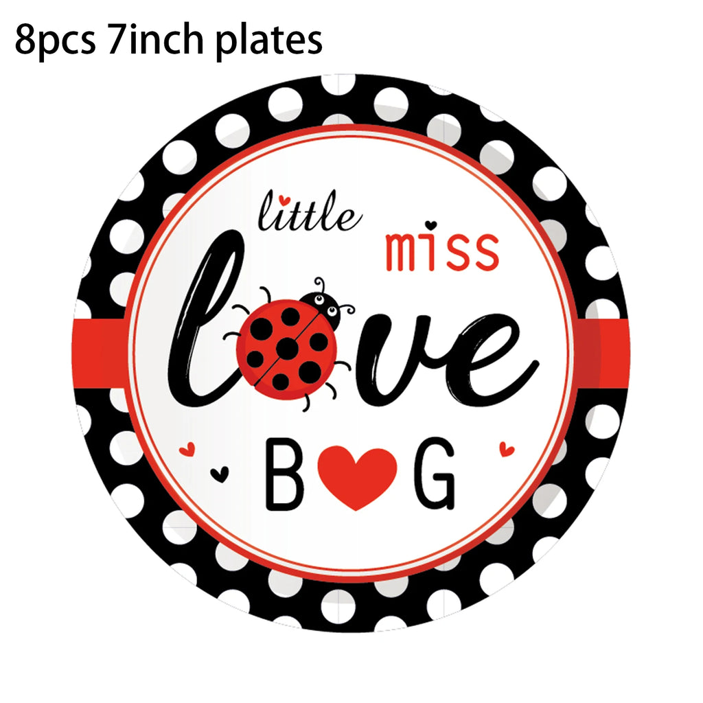Insect Ladybug Party Disposable Tableware Sets Kids Birthday Plates Cups Napkins For Baby Shower Party Dinnerware Decoration