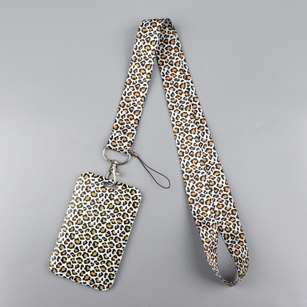 Gray Leopard Print Fashion Lanyard for Key Neck Strap Lanyard Card ID Badge Holder Key Chain Key Holder Keyring Accessories Gift