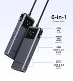 UGREEN Uno USB C HUB 6-in-1 4K60Hz PD100W 10Gbps USB3.2 Splitter Adapter for Laptop Macbook Pro Air USB Expander Docking Station