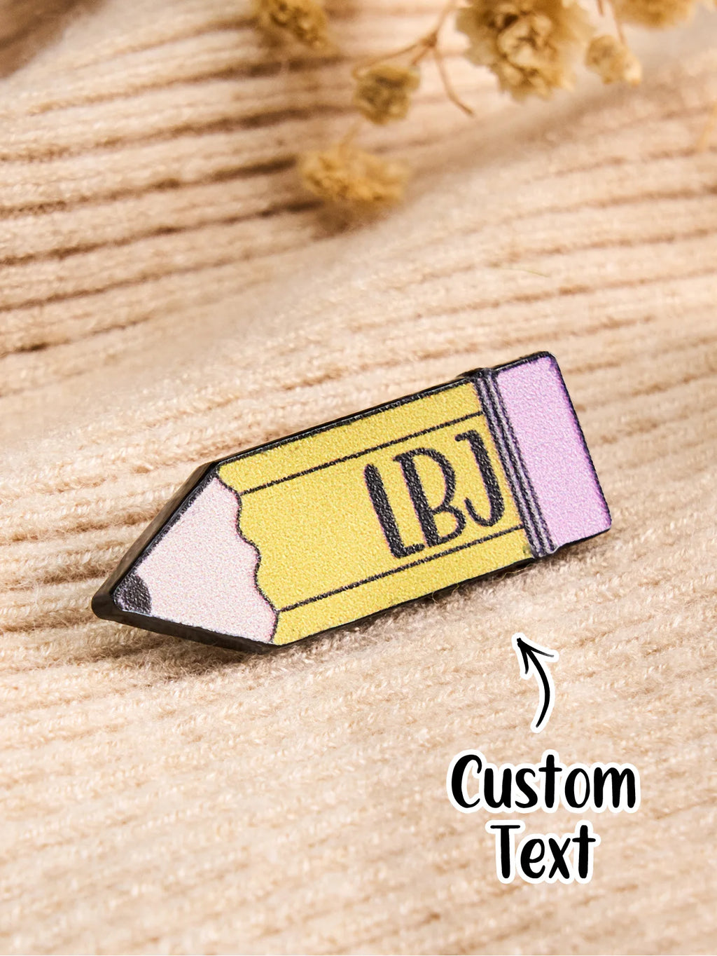 Custom Name Pencil Badge for Kids Write On School Teacher Brooch Pin Personalized Cute Kawaii Gift for Student Back to School