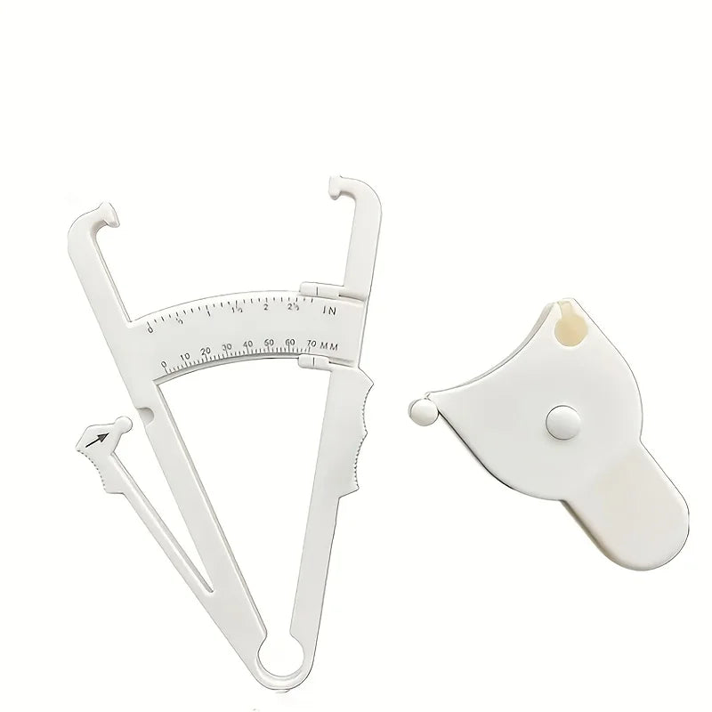 Body fat caliper and Waist Measurement Tape set - handheld fat caliper and tape combination, portable fitness measuring tool
