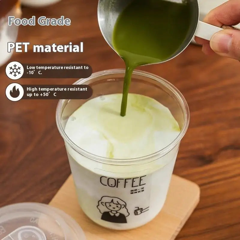 10pcs Transparent Coffee Cups With Lids U-shaped Disposable Cups For Hot Drink Milk Tea Takeaway Beverage Cups〔CC11〕