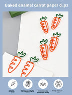 10pcs Funny Carrot Paper Clips Realistic Vegetable Shaped Baked Paint Metal Note Clips Office School Supplies