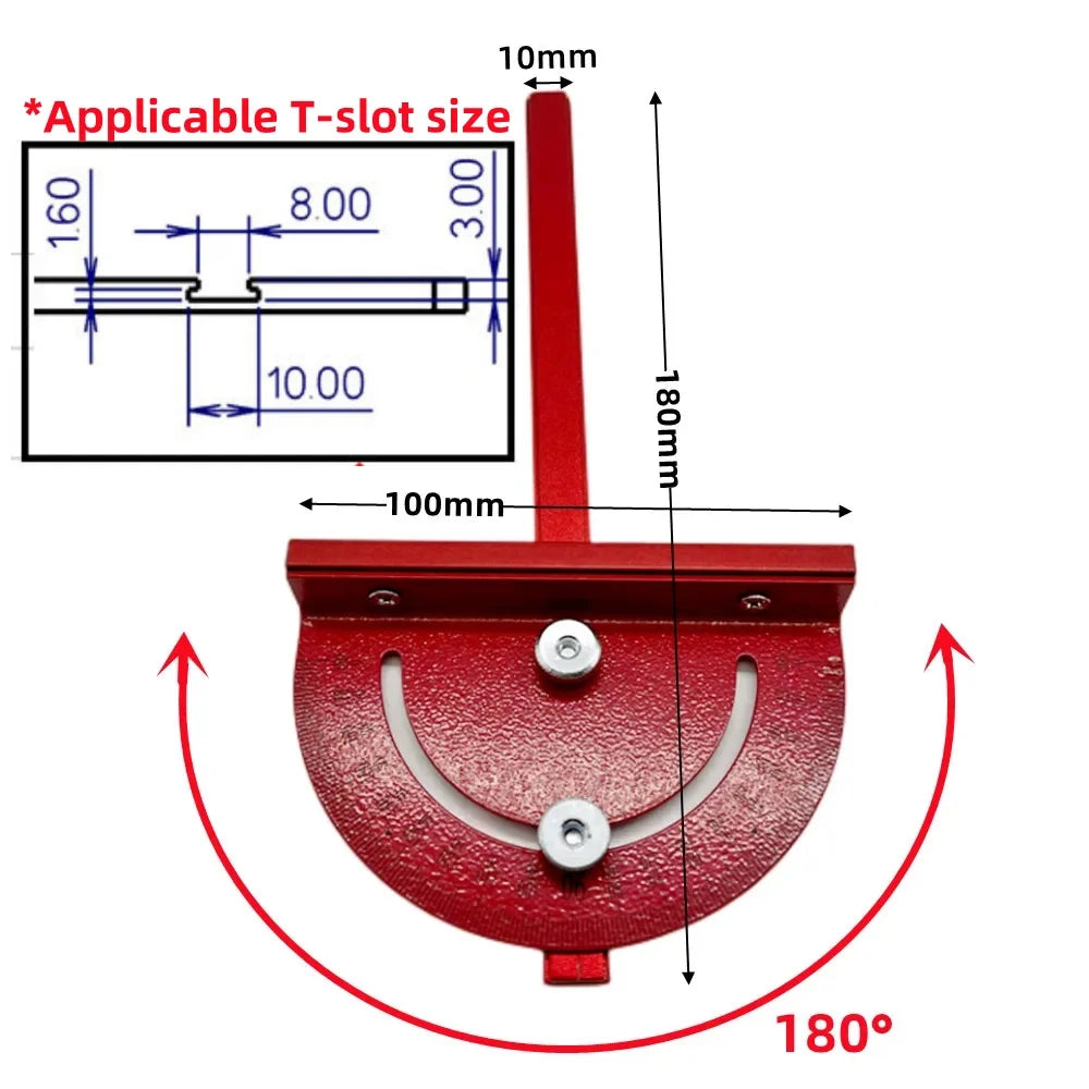 Precision Circular Table Saw Angle Push Ruler, for Aluminum Engraving & Milling Worktable Insertion Plate Woodworking Protractor