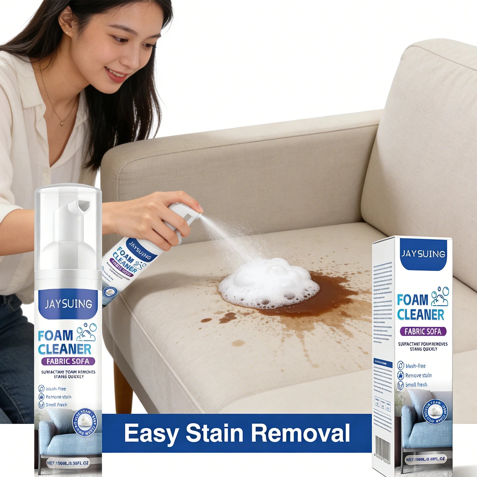 Sofa Foam Cleaner Cleaning Stubborn Stains Eliminate Odors Efficient Formula Not Damaging Sofa Maintain Softness Fabric Cleaner