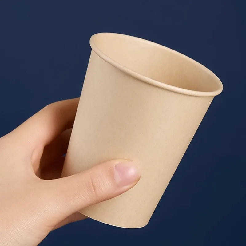 8 oz Bamboo Fiber Paper Cups Brown Kraft Disposable Coffee Cups Unbleached Cups for Hot/Cold Beverage Party Picnic Travel Events