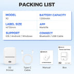 Marklife X2 Portable Mini Printer Similar to Marklife P50 Adhesive Sticker Printer Wireless Bluetooth Labeling Machine DIY Label