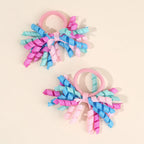 2Pcs Trendy Firework Hair Ties Rainbow Curly Ribbon Elastic Rubber Bands For Girls Kids Cute Hair Ropes Daily Hair Accessories
