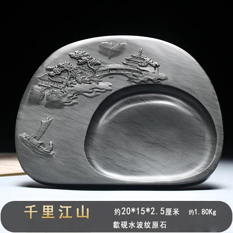 Exquisite Traditional Portable Lightweight Calligraphy Inkstones Huizhou Ink Slabs Perfect for Brush Writing Students Inkstone
