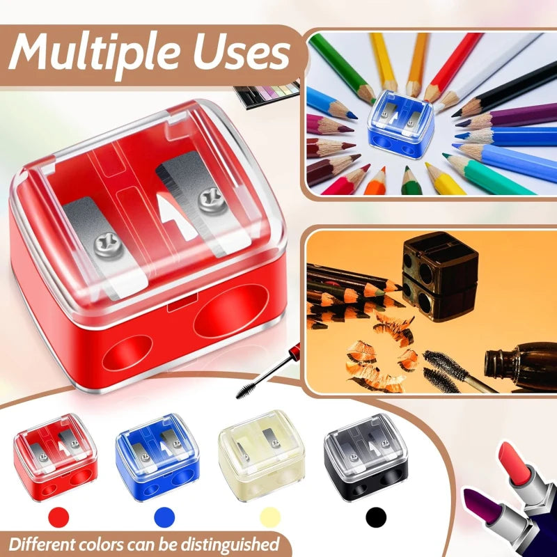 1/4 Pcs Dual Holes Eyeliner Sharpener, Compact Makeup Pencil Sharpeners, Makeup Pencil Sharpener for Eyeliner Lip Liner Pencils