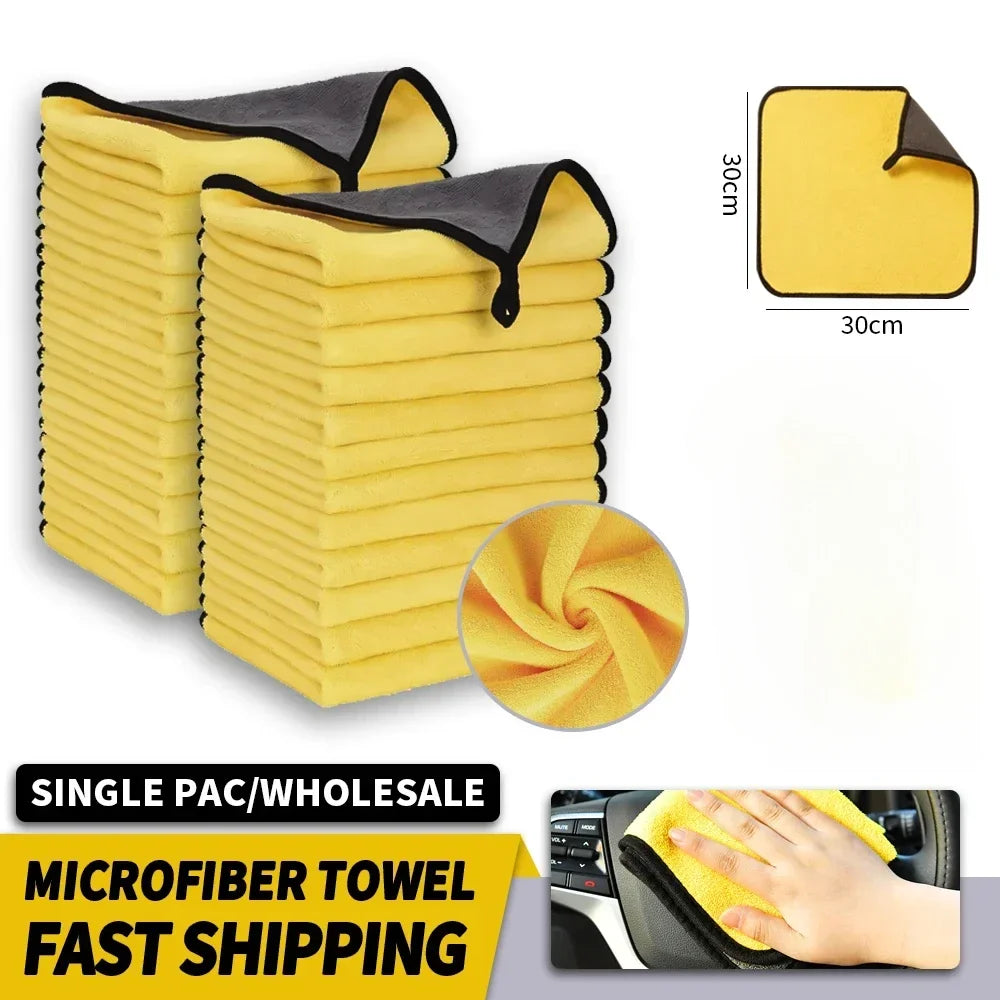 3/5/10Pcs Car Wash Microfiber Towel 30*30CM Car Cleaning Drying Cloth  Care Cloth Car Wash Towel  Kitchen Towel