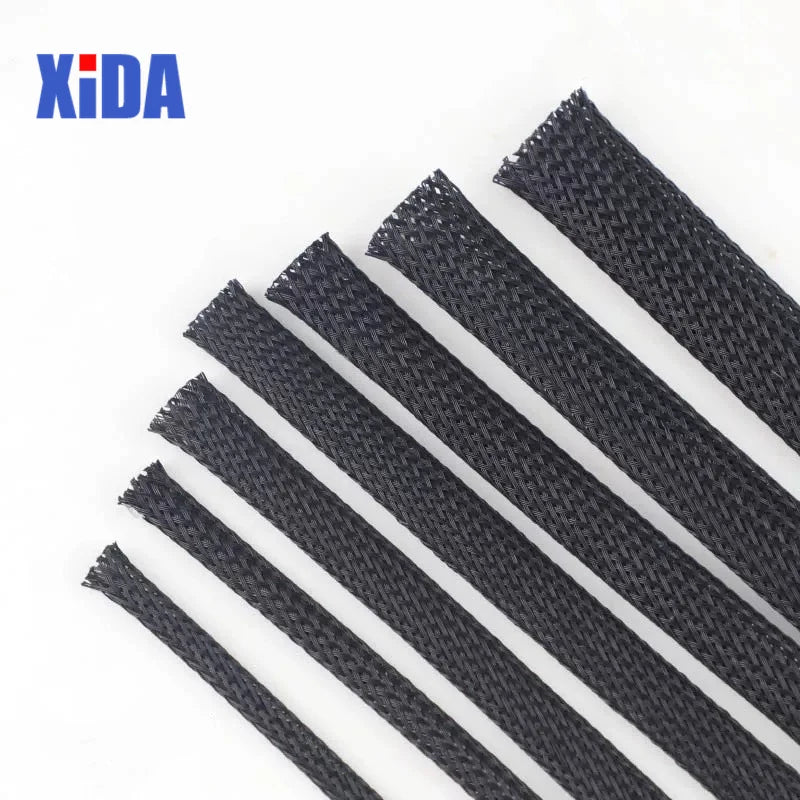 5/10M Black Insulated Braid Sleeving 2/4/6/8/10/12/15/20/25mm Tight PET Wire Cable Protection Expandable Cable Sleeve Wire Gland