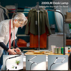 LED Ultra Bright Eye-Caring Desk Lamp 24W Stepless Dimming Flexible Gooseneck Clip-on Office Architect Desk Lamp PC Screen Lamp