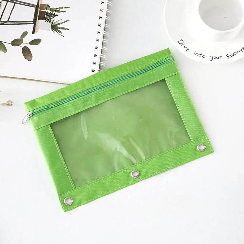 Zippered Binder Pencil Pouch Pen Case Stationery Multicolored B5 File Holder PVC With 3 Rings Pencil Case Folder File Package
