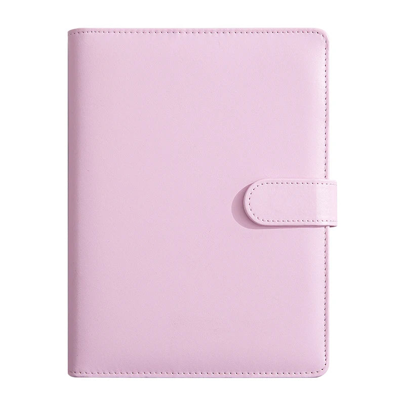 New A5 PU Leather Binder Cover with Magnetic Buckle Closure, 6 Ring Personal Notebook for Organizing Planner, Photo Card Sleeves