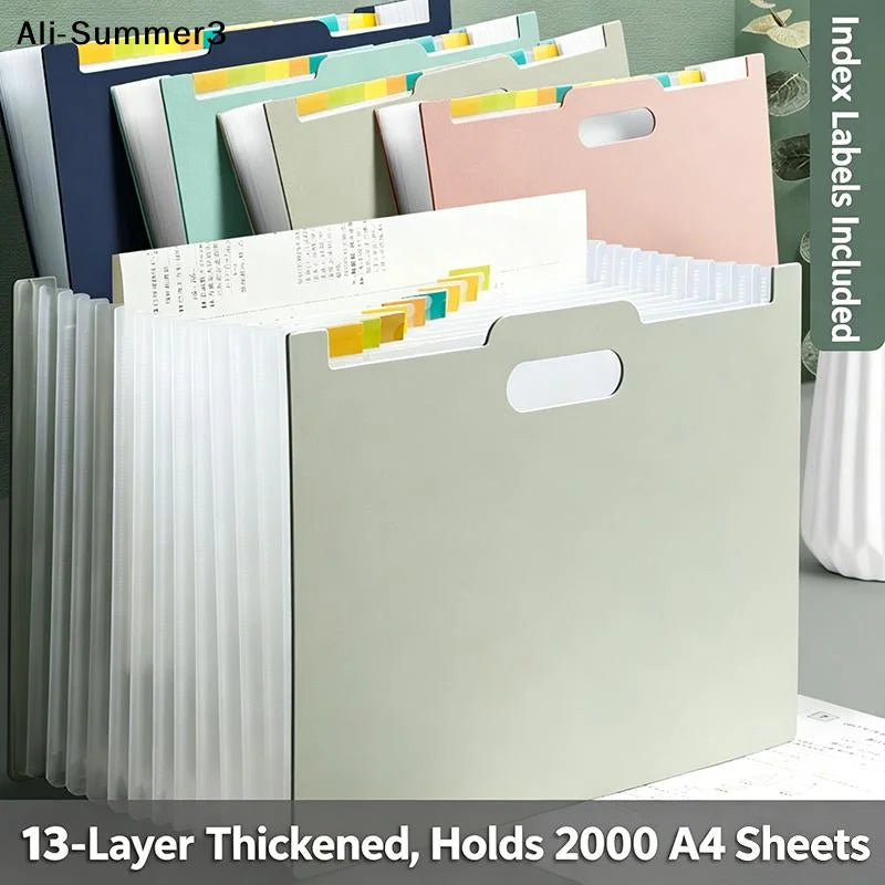 【J3a】13 Pockets Accordion File Organizer, Expanding File Folder With Lable Pocket,Upright Open Top,A4/Letter Size Paper Document