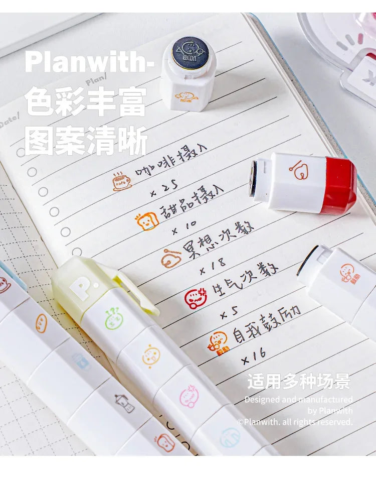 Cute Multi-link Mood Stamp Set – Kawaii INS Style Journal Diary Stamps, Scrapbooking Supplies for Planners Crafting, Creative Marking Tools for Teens Girls