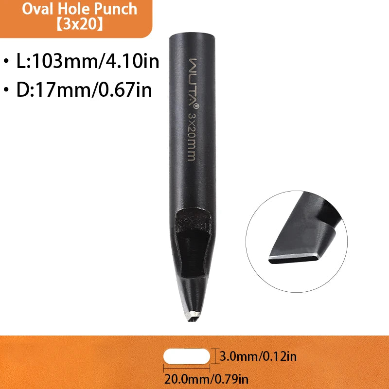 WUTA Basic Series 1pc Leather Belt Hole Puncher Oblong Hollow Punch Oval Flat Punches DIY Craft Tools for Strap Watch Band Bags