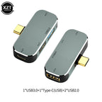 Multi-function 6 in 1 Type-C Hub 3.55mm Jack PD100W USB3.0/USB2.0/USB3.1 HDMI-Compatible USB Extender Hub