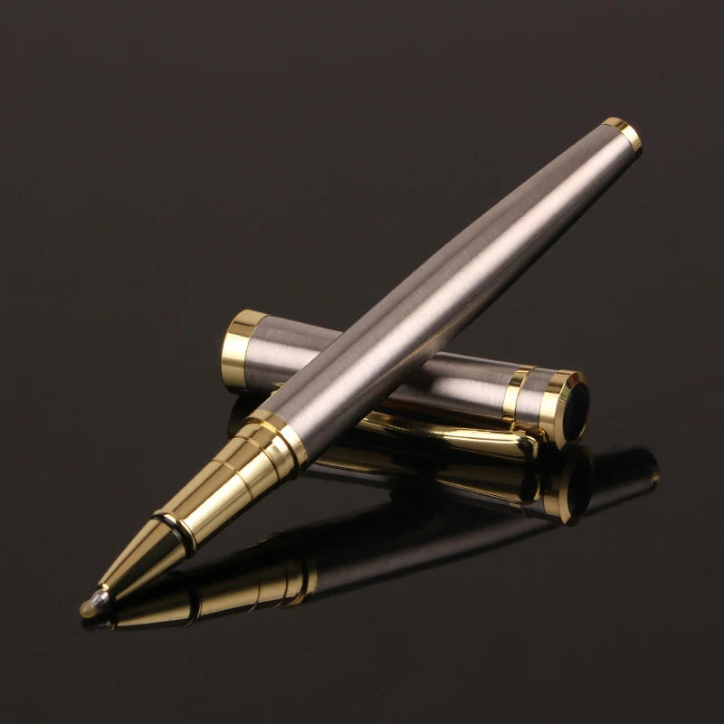 Luxury Metal Silver Black Signature Ballpoint Pens for Business Writing Office Supplies Stationery Customized Logo Name Gift
