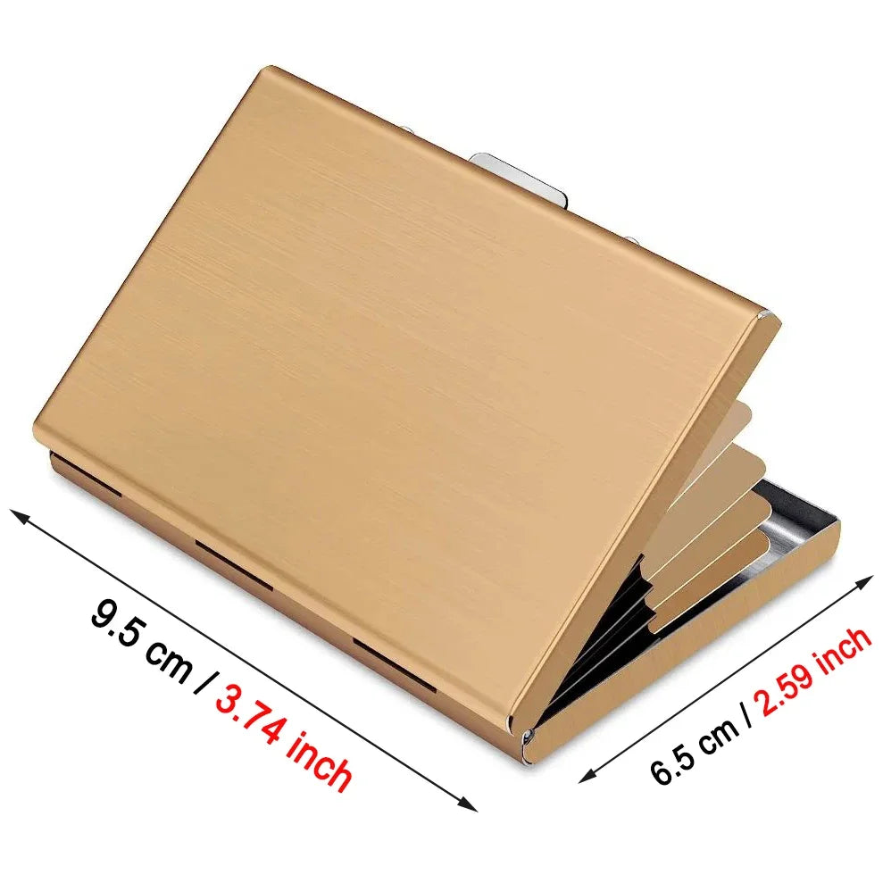 Anti-Scan RFID Blocking Card Holder - Aluminum Metal Wallet for 6 ID/Bank Cards Business Credit Card Case with Secure Protection