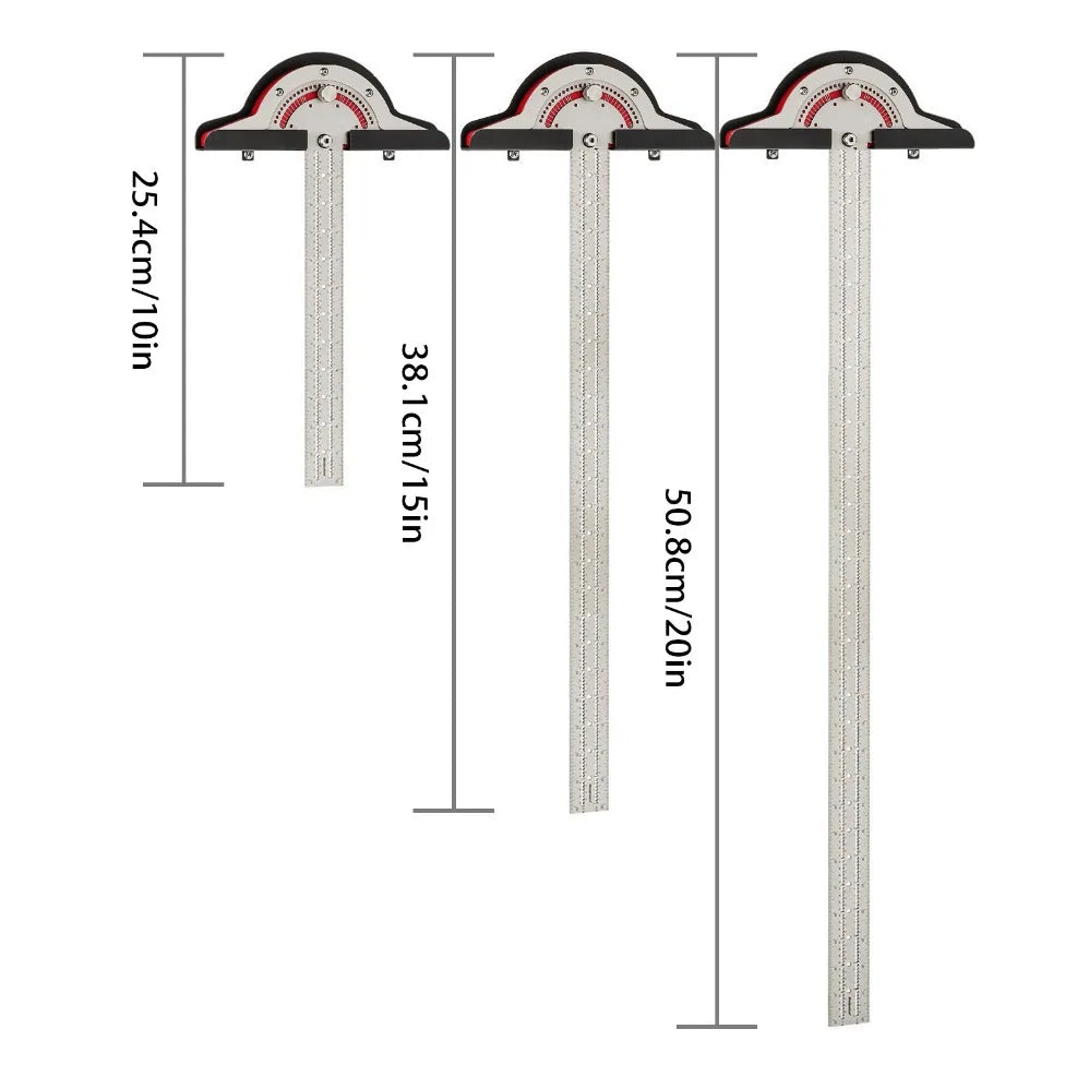 10/15/20 inch Woodworkers Edge Rule Protractor Woodworking Ruler Angle Measure Stainless Steel Carpentry Layout Carpenter Tools