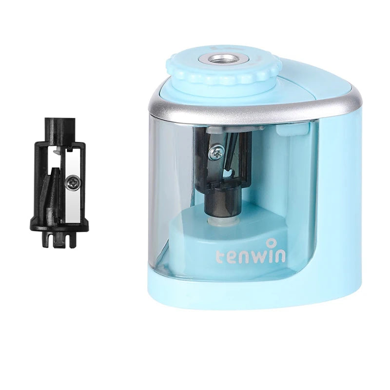 Tenwin Electric/Manual 2 in 1 Pencil Portable Sharpener Safe Student Helical Steel Blade Kids Adults Auto Pencil Sharpener 8005