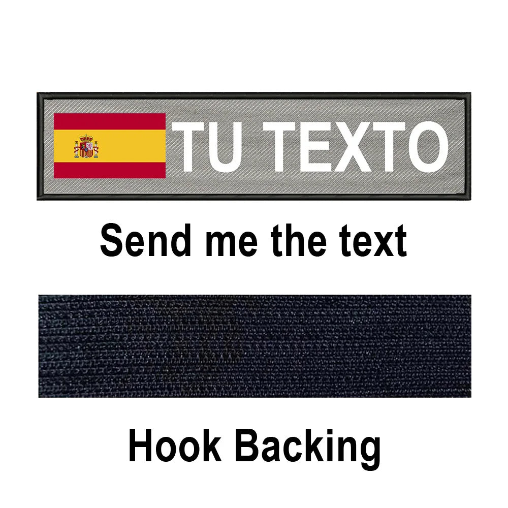 Custom Spain Flag Patch Tactical Patches Personalized Name Stripes Badge Tags Chevrons Armband Hook Loop For Military Backpack