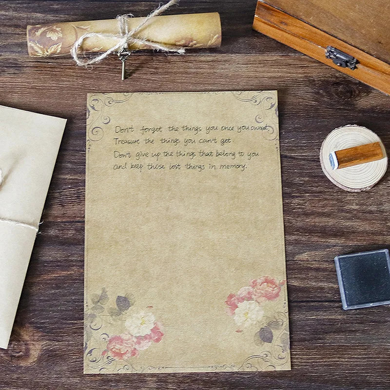Retro Vintage Kraft Envelope Letter Pad Set Old Europe Style Love Letter Invitation Envelopes Writing Paper With Rope