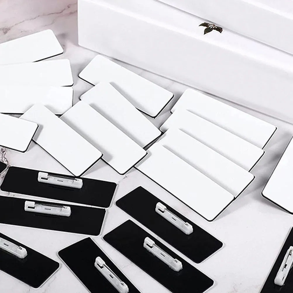 32Pcs Name Tag Blank Name Badges High Density DIY Sublimation Id Badge Pin Backing Office School Use Reusable Custom