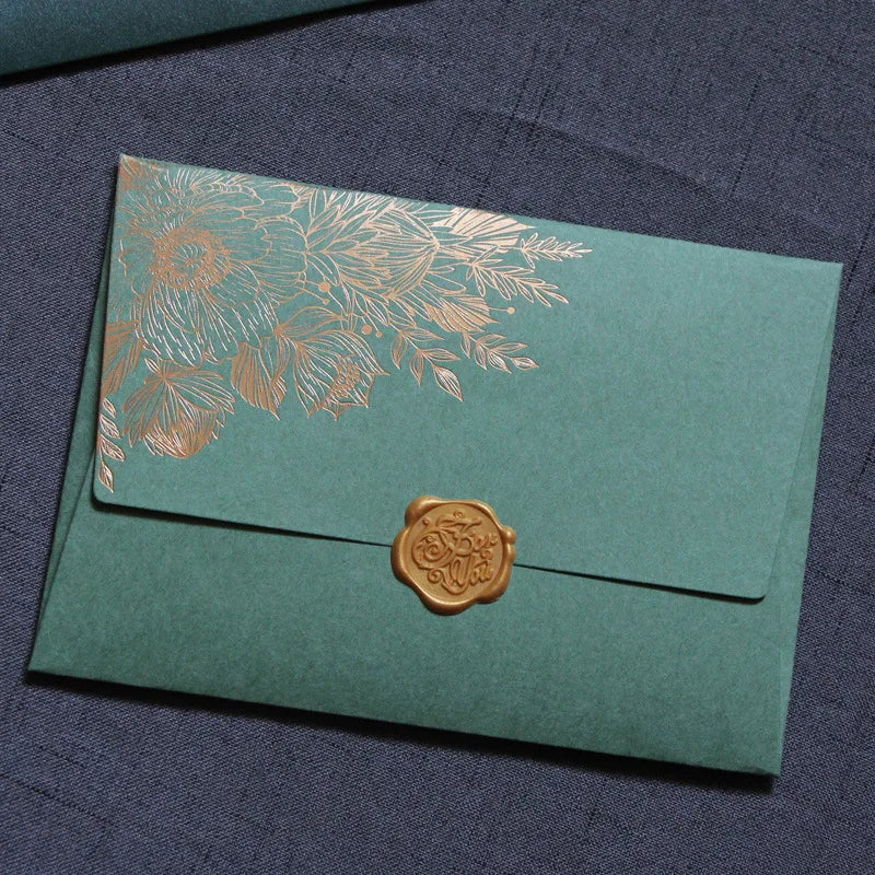 10pcs/special Paper Card Hot Stamping Invitation Letter Envelope, Pearl Paper Packaging Thick Envelope