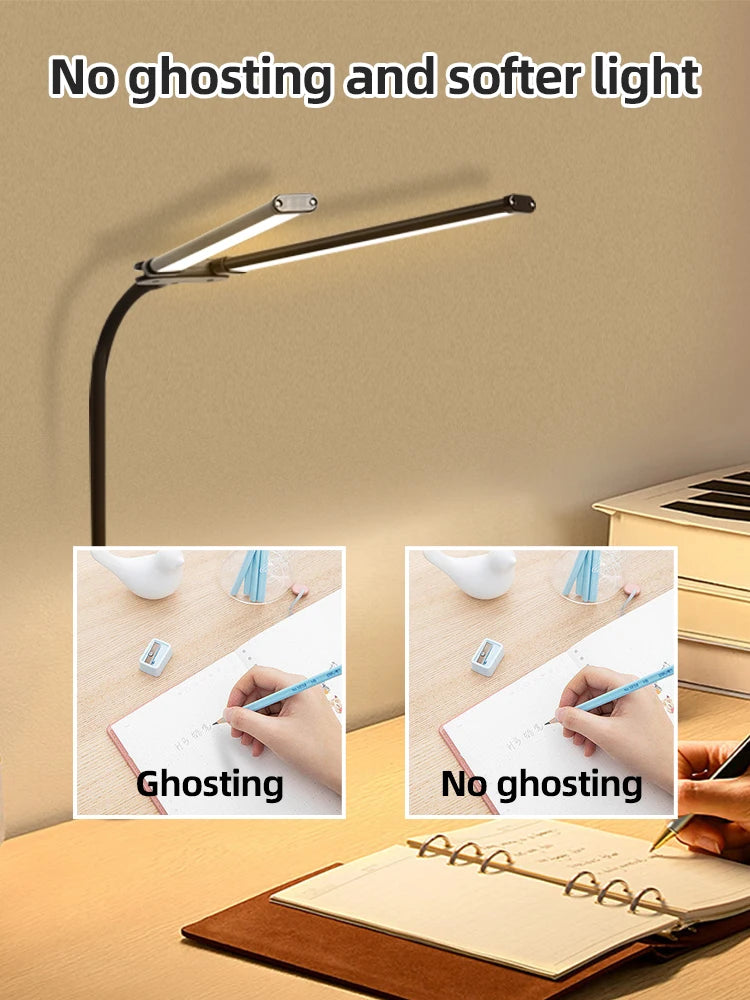 Double Head LED Desk Lamps Led Computer Monitor Light Stepless Dimmable USB Table Lamp for Office Study Reading Lighting Fixture