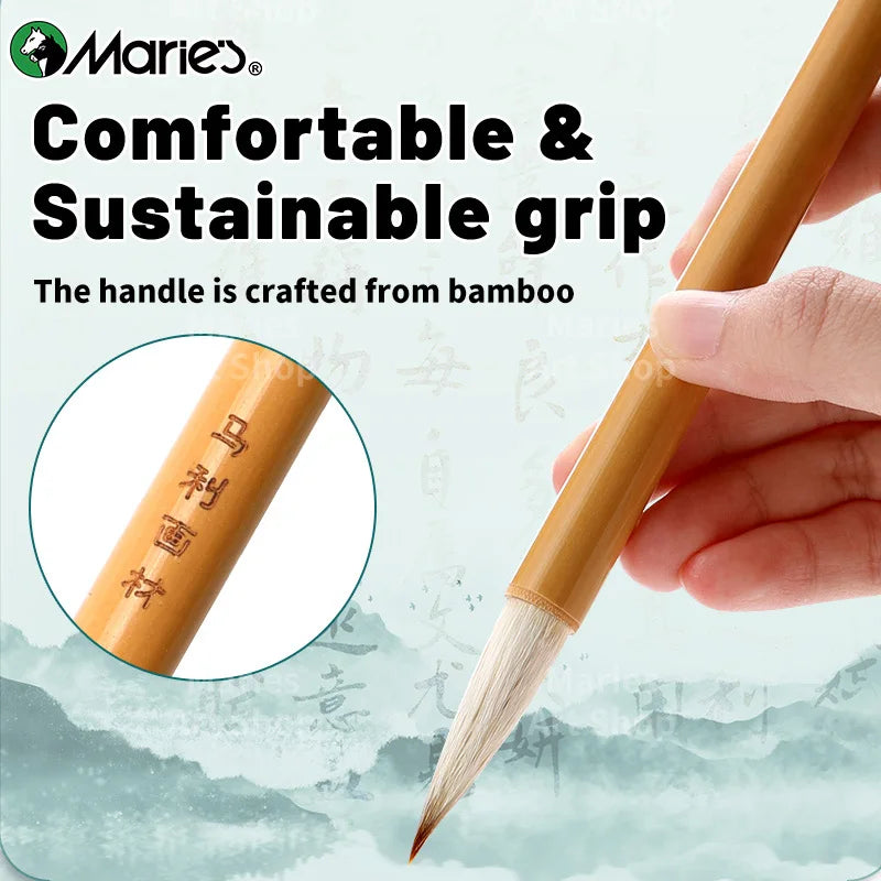 Marie's 3 pcs Jianhao Chinese Calligraphy Brush Set, Traditional Writing Watercolor Brush Ink Pen Kit for Small Regular Script,