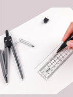 DELI Professional Drafting Tools Set 8PCS Drawing Kit with Compass Ruler Protractor Geometry Set for Students