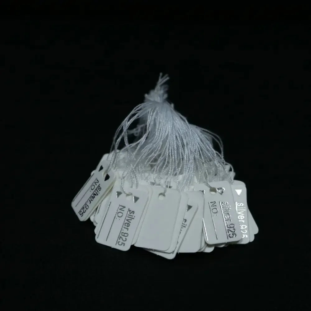 100PCS Round Rectangle Card Paper Gold/Silver Edge Hanging Tags Display Tool Jewellery Hangtags Jewelry Price Labels Accessories