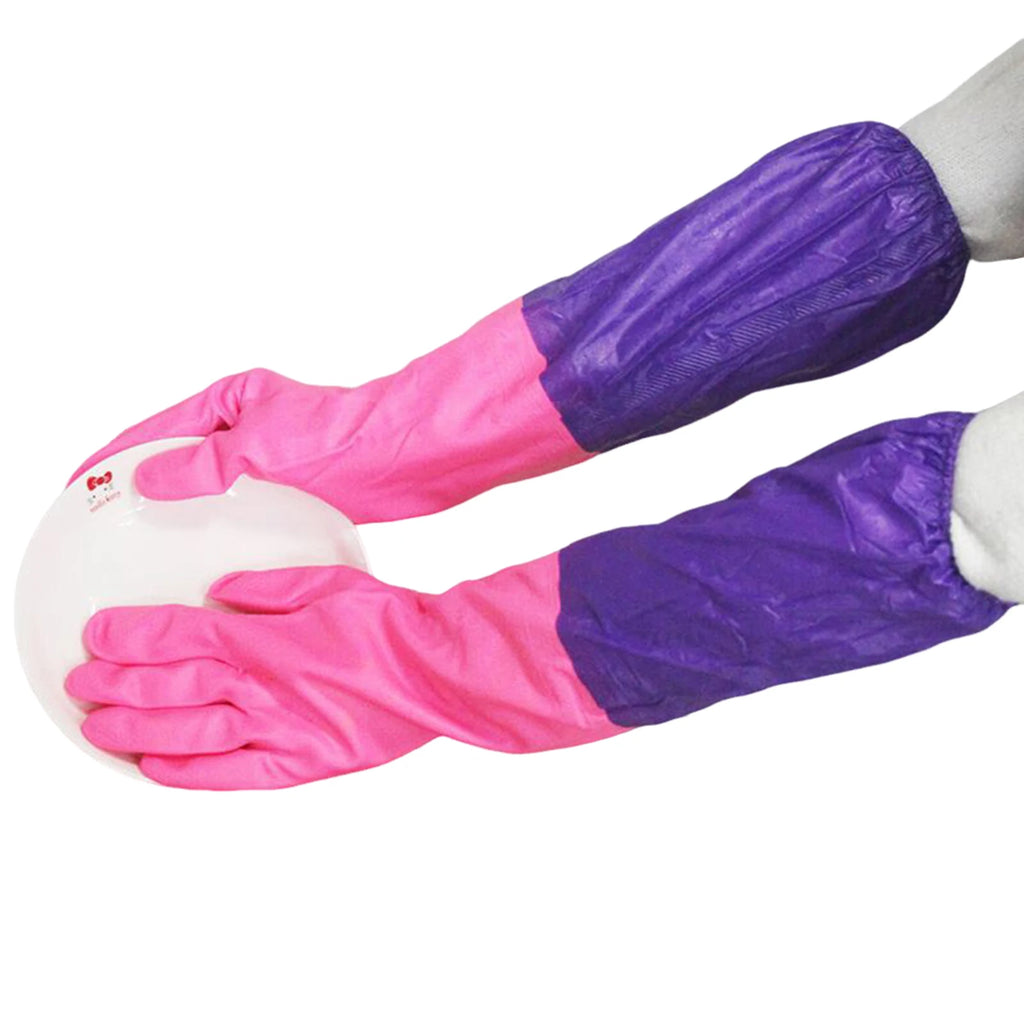 Fleece Lined Latex Dishwashing Gloves Thermal Extra Long Latex Cleaning Gloves Warm Winter Dishwashing Laundry Aid