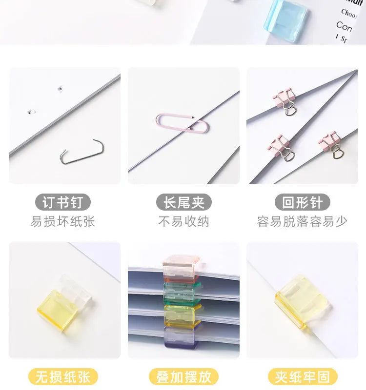 10PC Acrylic Push Clip Pusher Transparent Paper File Document Classification Clips Stationery Index Holder Clamp Office Sorting