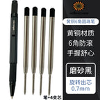 WANCHER Ballpoint Pen Original Hexagon Brass Metal Rotary Black 0.5mm Refill Replaceable W1558 Office School Stationery