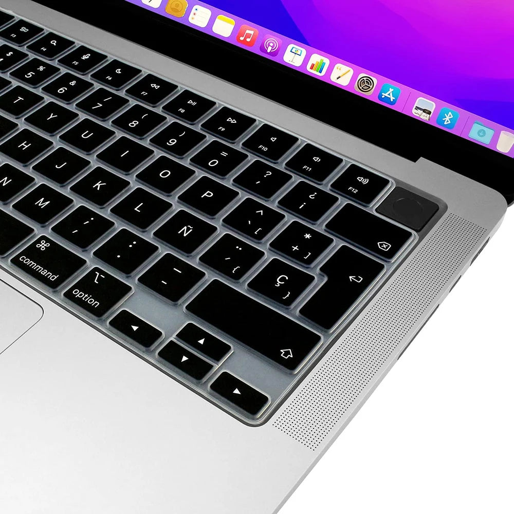 Keyboard Protective Film Silicone for 12-16' MacBook Air/Pro M1 M2 M3 Spanish Keyboard Cover Soft Protection Accessories Black