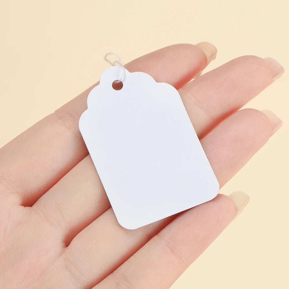100pcs/lot  Price Label Tags String Tie Watch Jewelry Display Merchandise Price Label Paper Cards Rectangular Blank Price Tag