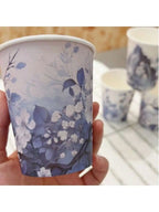 Blue and white porcelain style paper cups with different patterns, thickened office and household commercial beverage cups