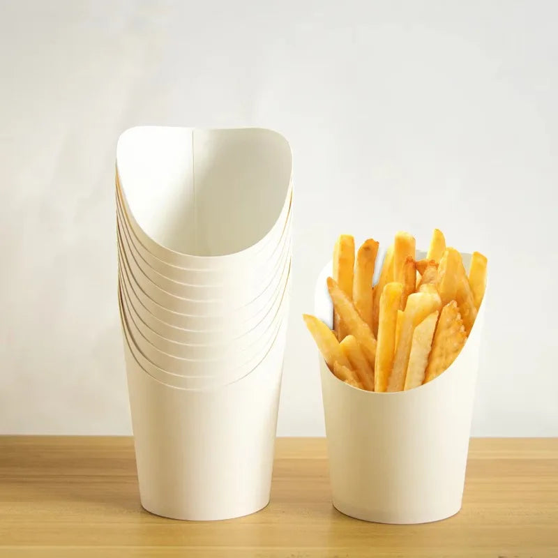 50/100PCS Disposable French Fries Cups Kraft Paper Snack Cups Ice Cream Waffles Dessert Catering Party Food Containers Supplies