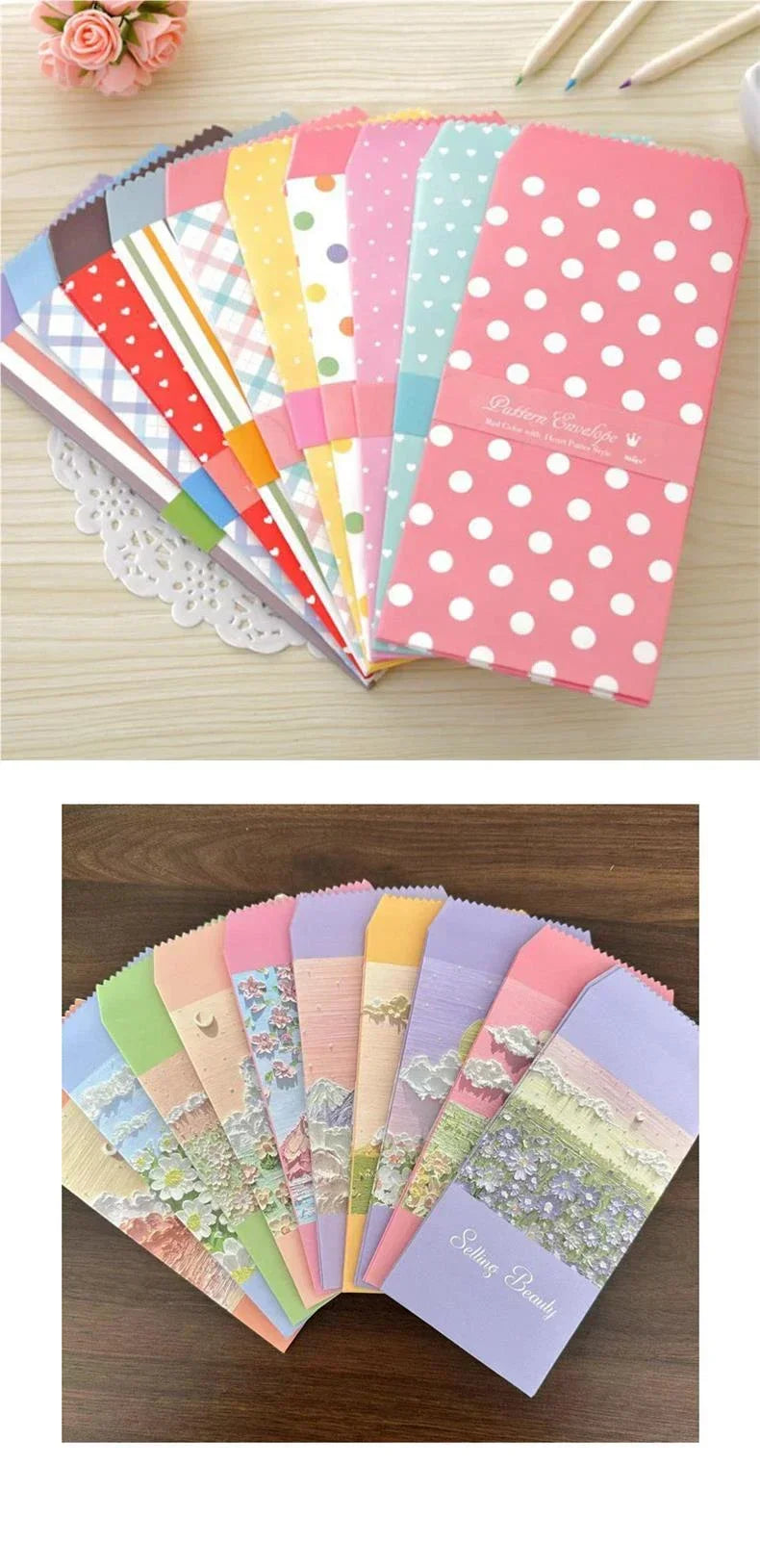 100Pcs Colorful Printing daily romance life envelope pink daisy Office Paper Envelopes Oil painting School Supplies 175*88mm