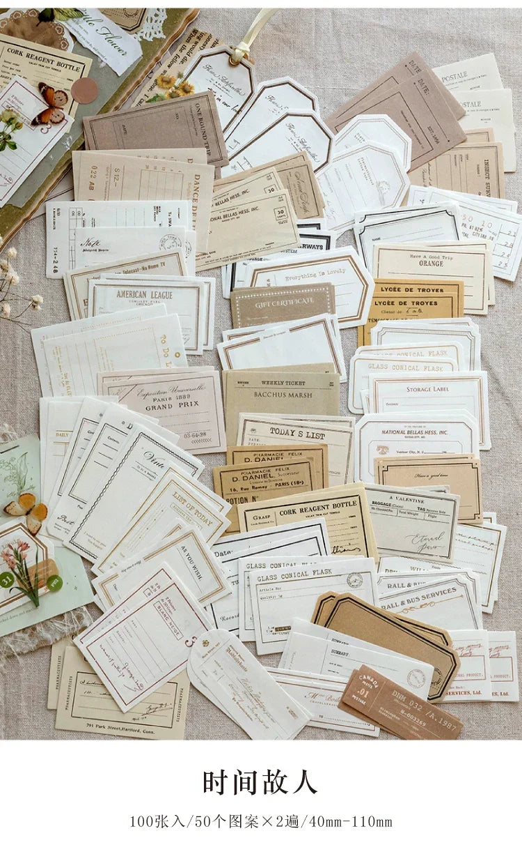 Journamm 100pcs/pack Creative Memo Pads Set DIY Scrapbooking School Supplies Collage Stationery Junk Journal Vintage Notes Paper